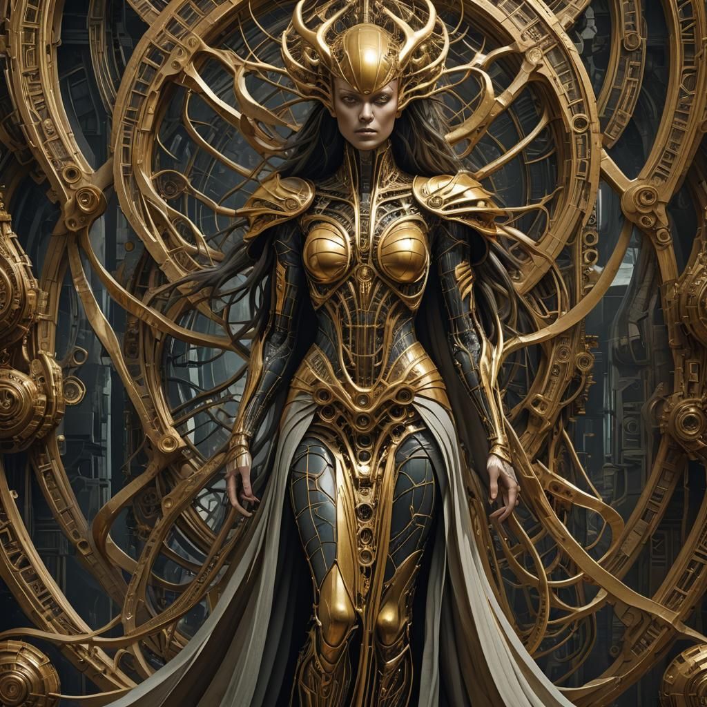 Goddess in Biomorphic Dress: Cinematic Digital Art