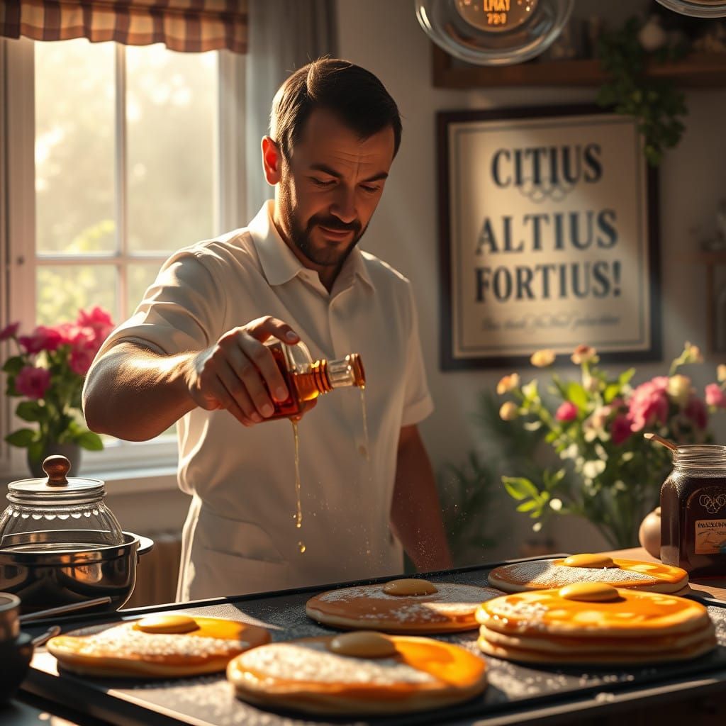 Sunday Morning Pancake Magic in Detailed Hyperreal Style
