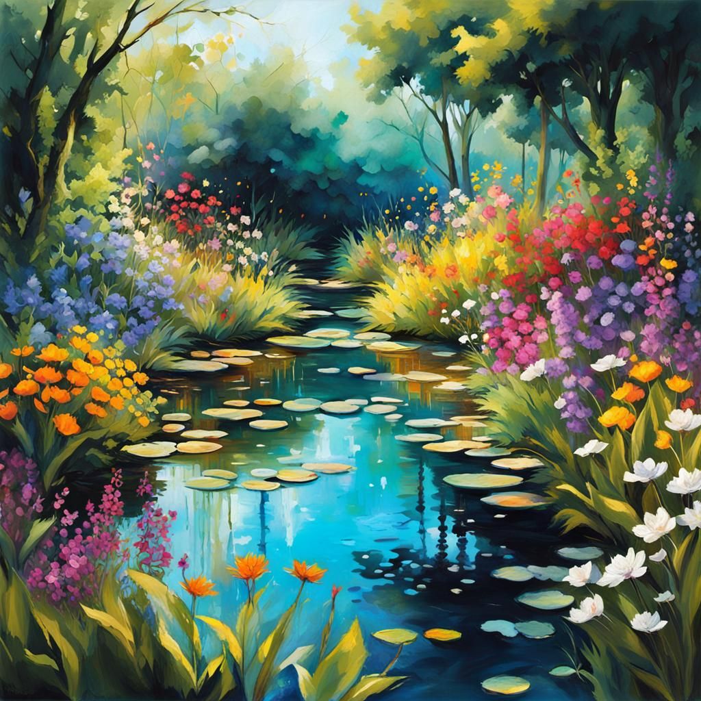 Enchanted Garden at Night: A Hyperdetailed Paradise