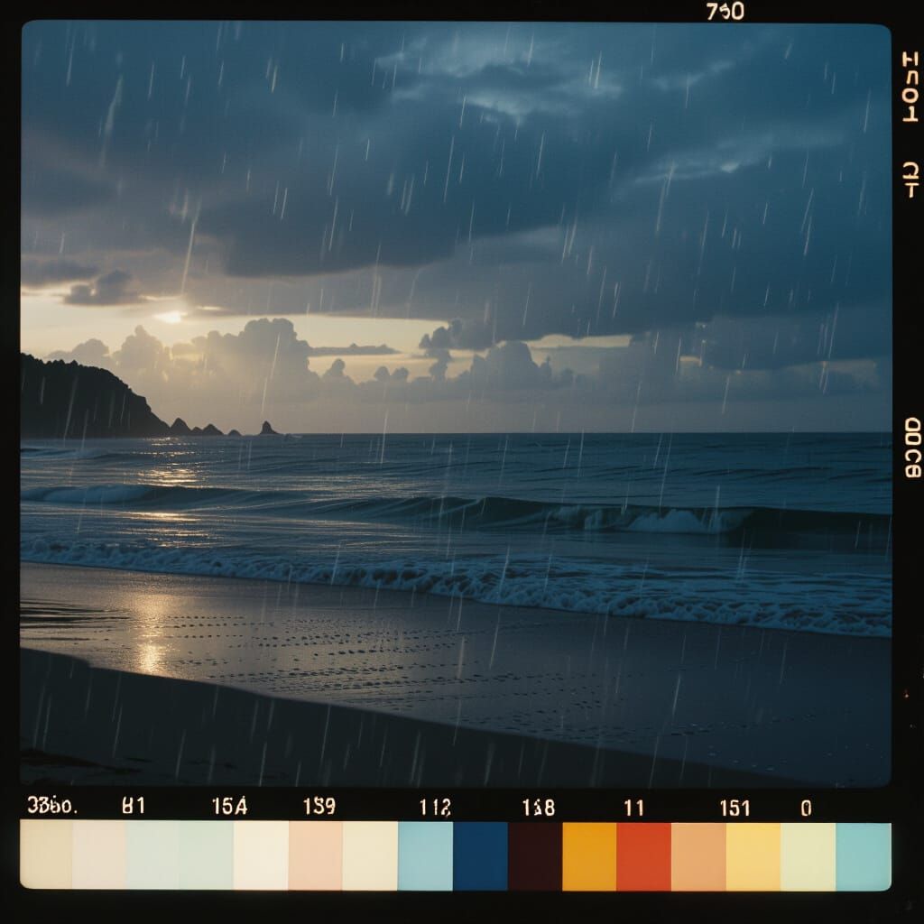 Serene Nighttime Beachscape in Cinematic Style