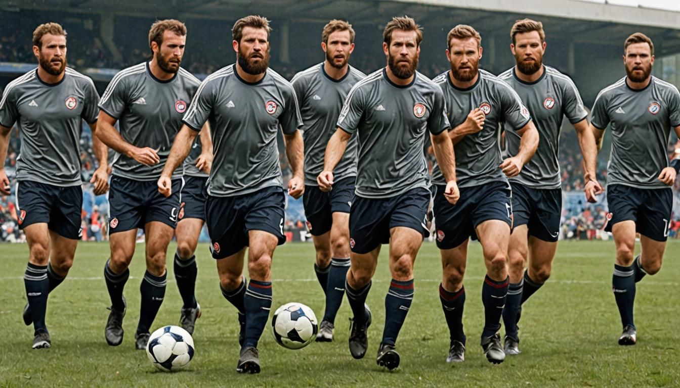 Hyper-Realistic Soccer Team in Cinematic Film Still