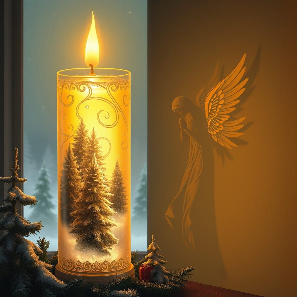 Winter Wonderland in Golden Candlelight: A Serene Christmas...