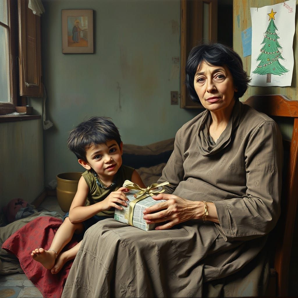 Poverty Stricken Family Celebrate Christmas in Dilapidated B...