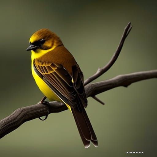 Detailed Oil Painting of Yellow Canary