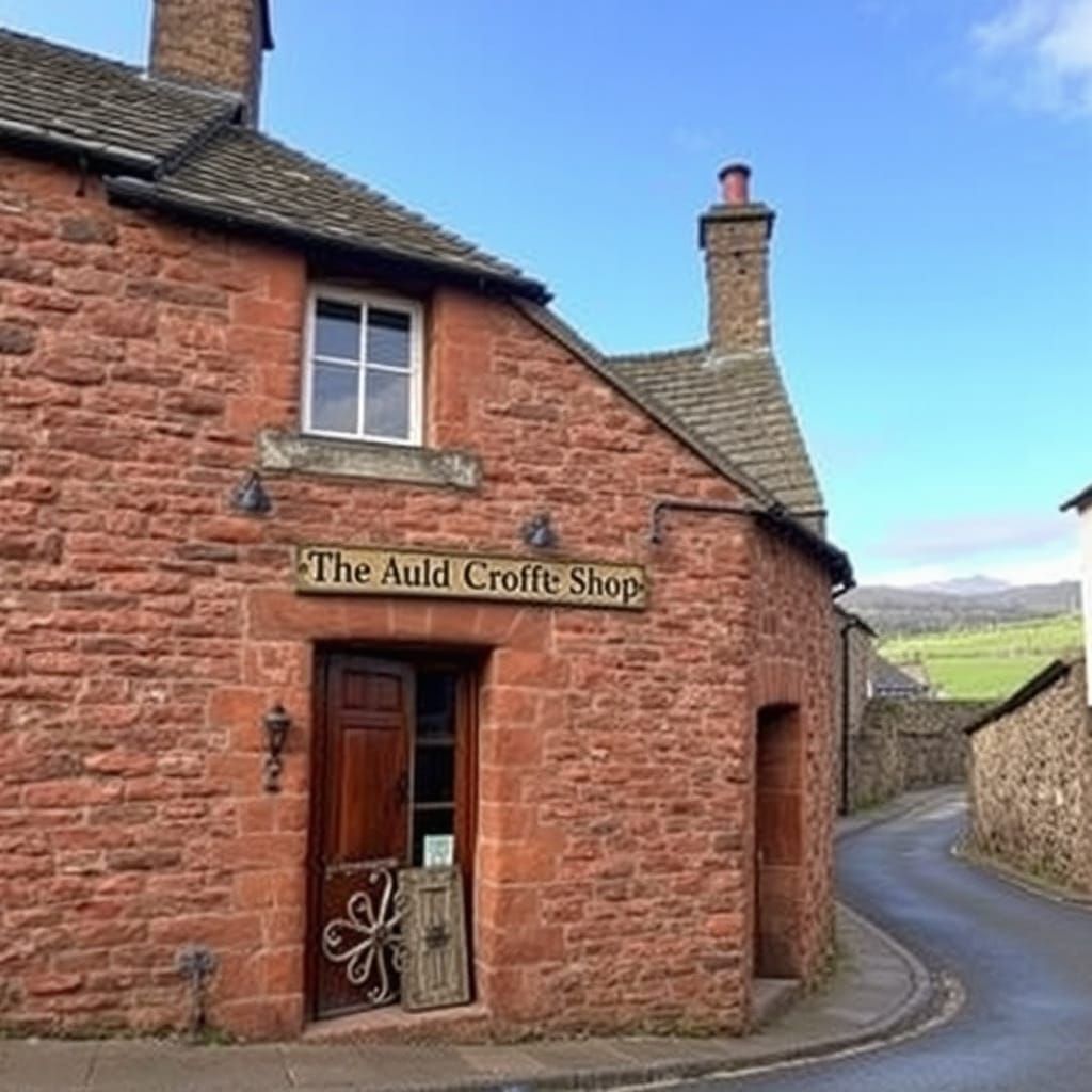 Historic Scottish Croft Shop in Red Sandstone