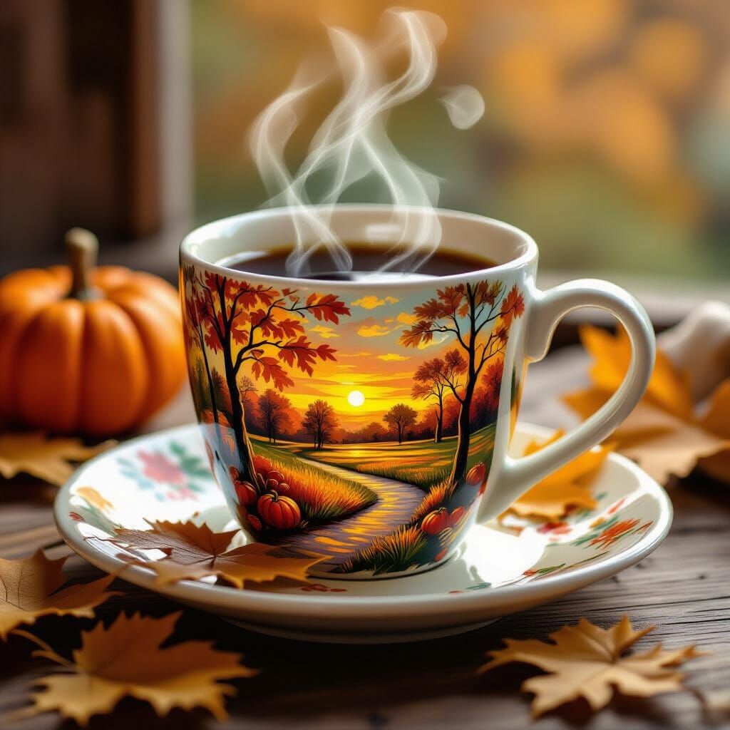 Autumn Scene Coffee Mug in Impressionist Style