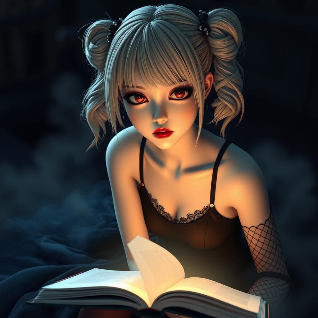 Misa Amane in Gothic Setting with Death Note