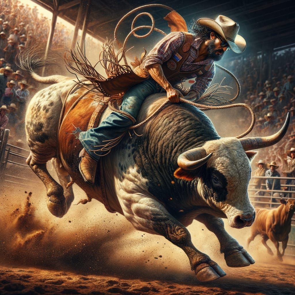 Bull Riding in Epic Hyper-Detailed Style