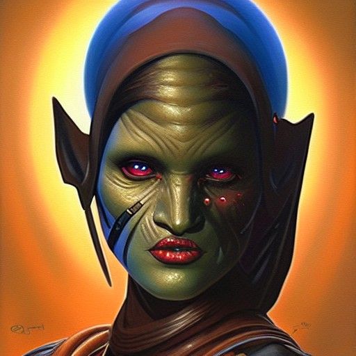 Romantic Twi'lek Sith Warrior Oil Painting