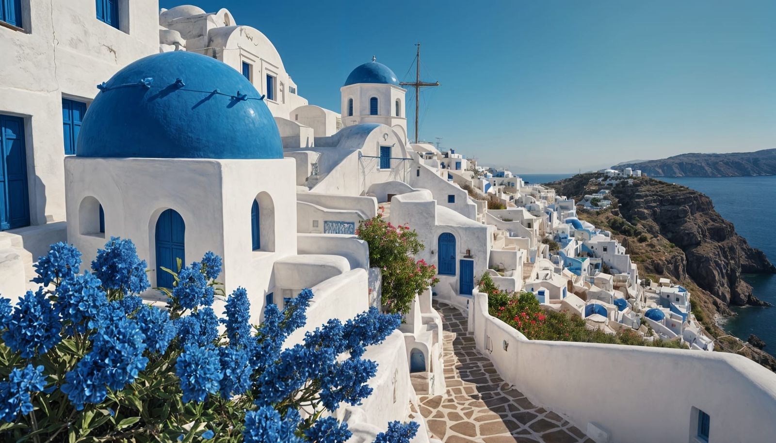 Cycladic Island Village in Vivid Sunlight