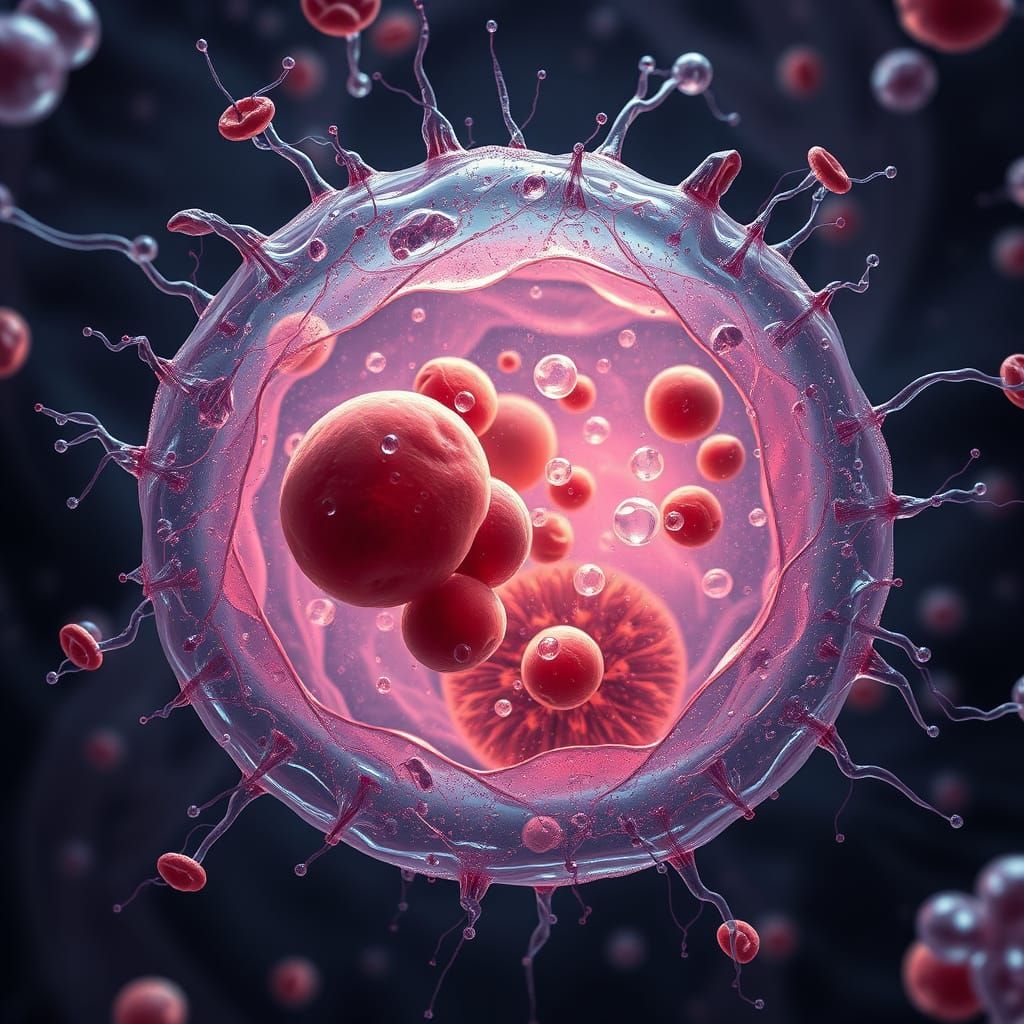 Detailed Human Cell in Hyper-Realistic Style