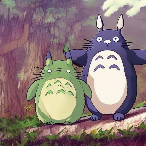Charming Totoro in Anime Style