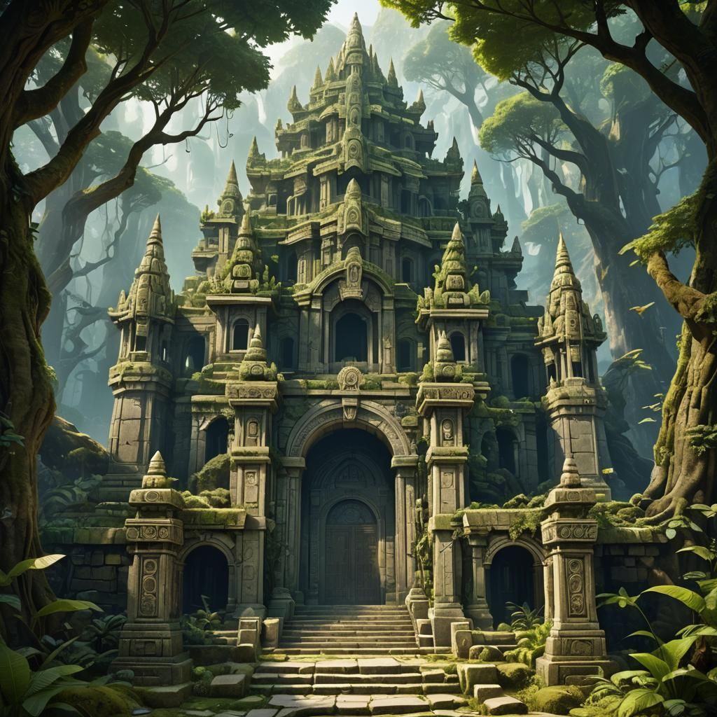 Fantasy Temple Entrance Dedicated to Creation