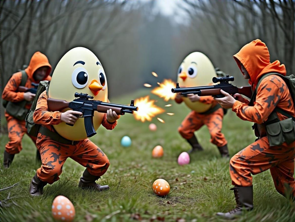 Easter Eggs Fight Back in Camo Orange