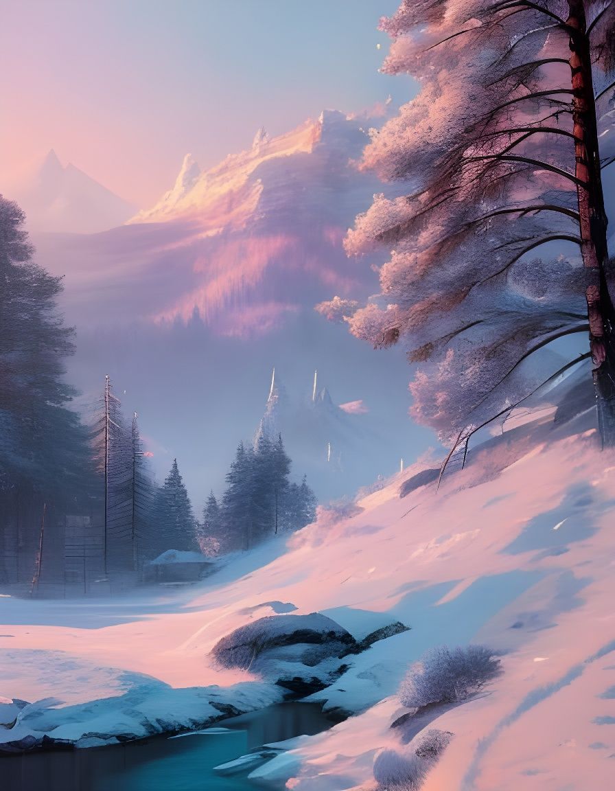 Sunny Winter Mountain Valley: Matte Photography