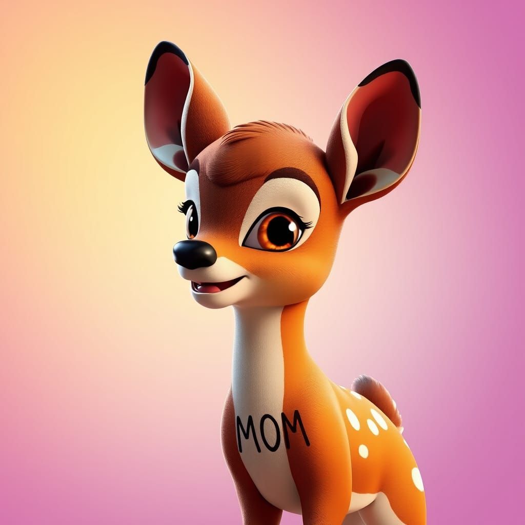 Disney's Bambi with a tattoo that says "MOM". Pixar, Disney, concept art, 3d digital art, Maya 3D, ZBrush Central 3D sha...