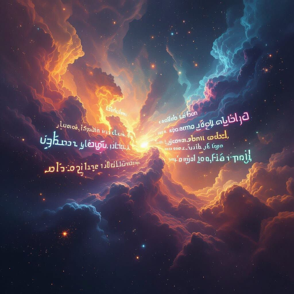 Cosmic Nebula of Ethereal Words as Digital Matte Painting