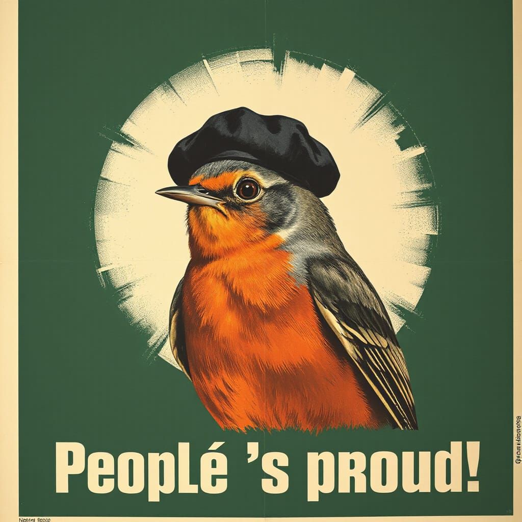 Soviet Agitprop Poster Featuring Robin Bird