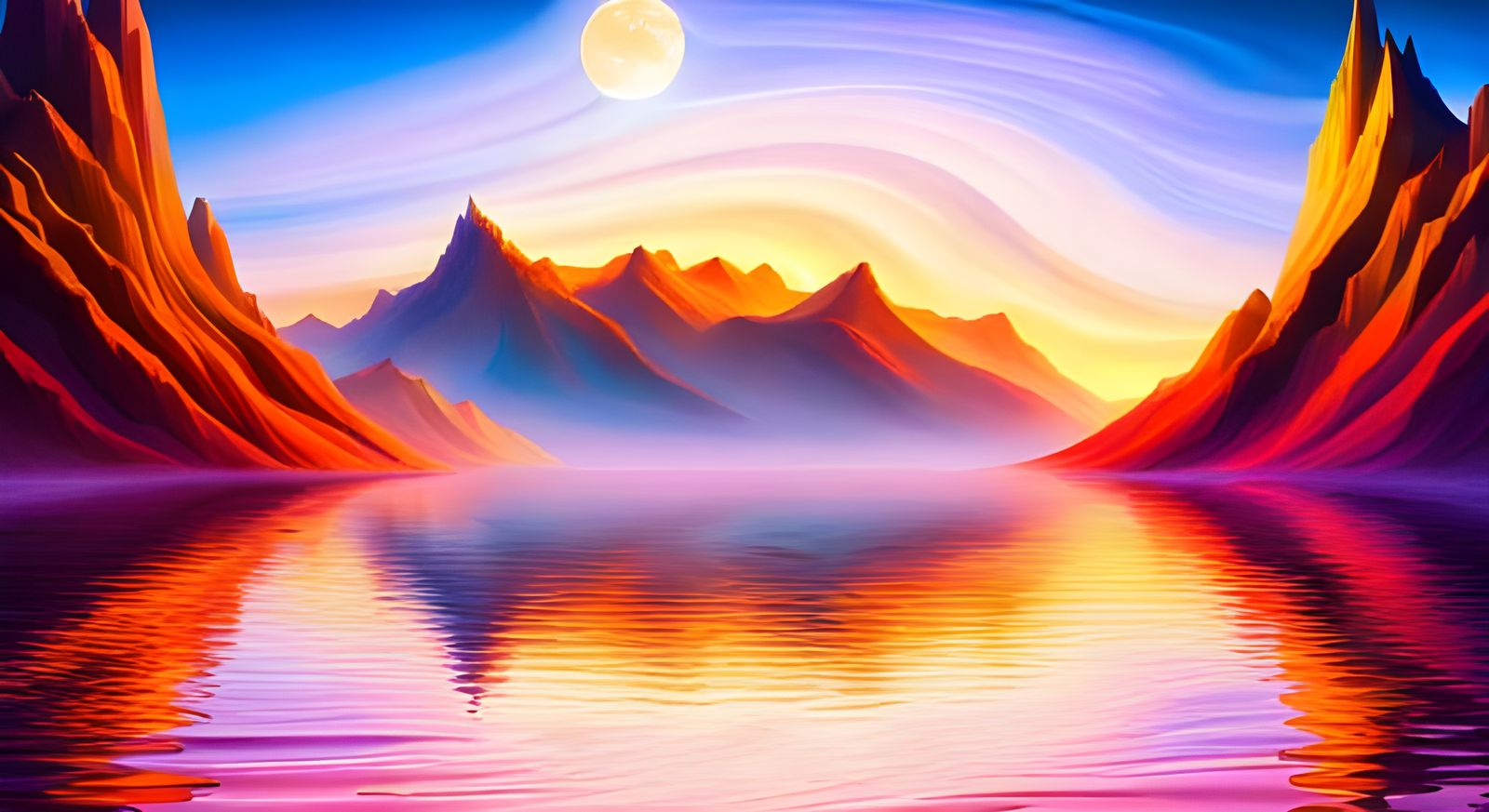 Serene Lunar Landscape of Sound Waves and Oscillators