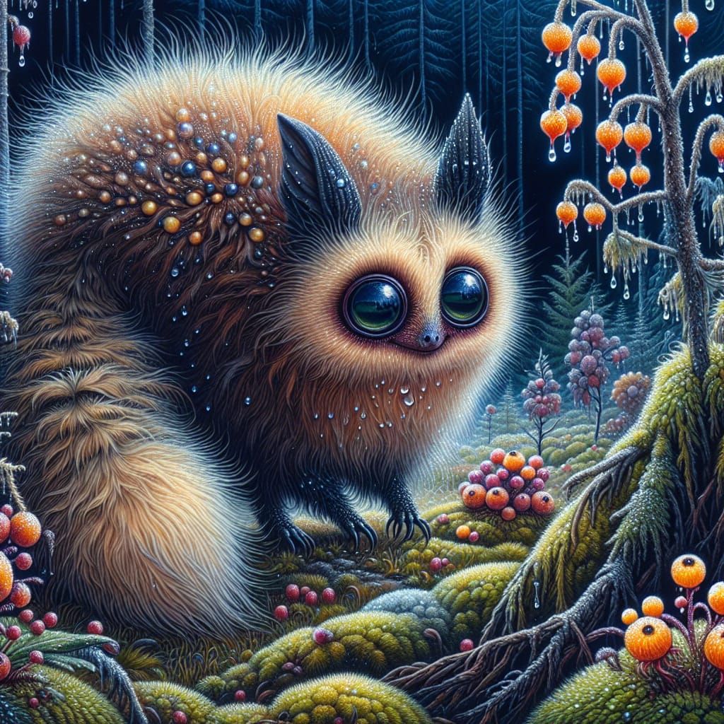 Whimsical Creature Ventures into a Magical Meadow