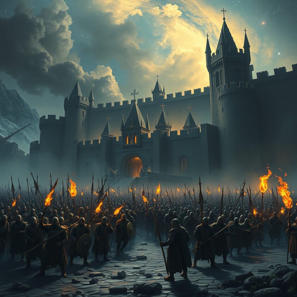 Mystical City Under Siege: Epic Fantasy Battle