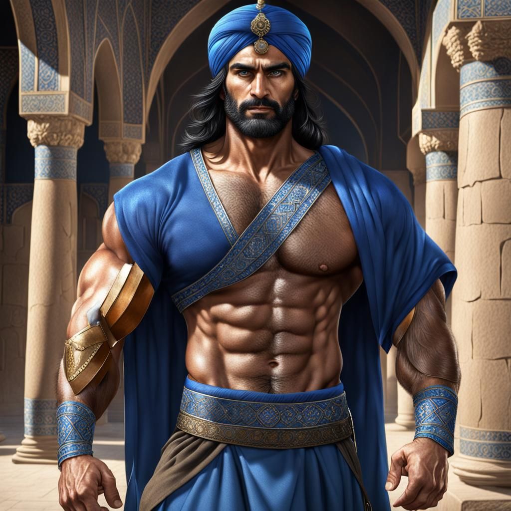 Two Muscular Persian Guards in Ancient Attire