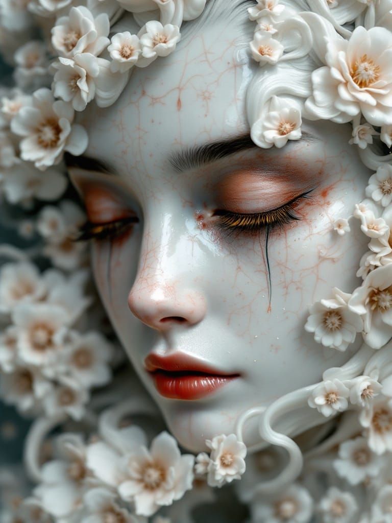 Cloisonné Portrait with Ammonite Details