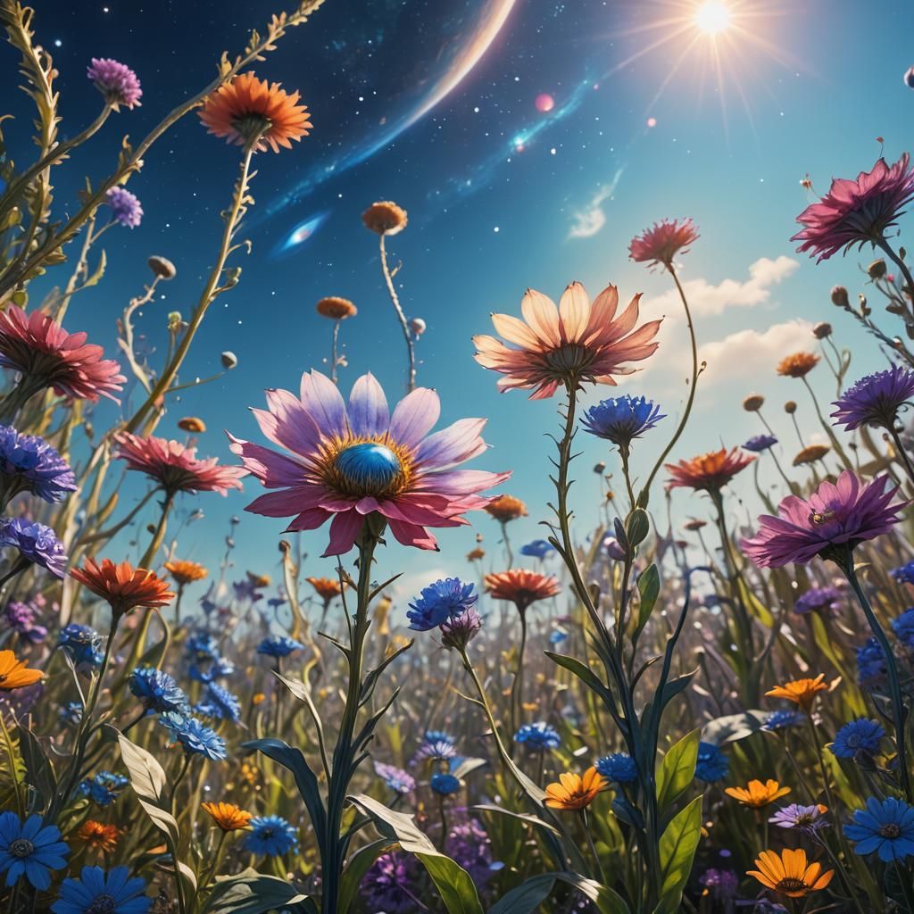 Cosmic Being in Alien Landscape: Fantasy Art