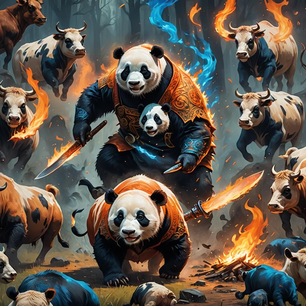 Panda's Culinary Pursuit: A Fantasy Matte Painting