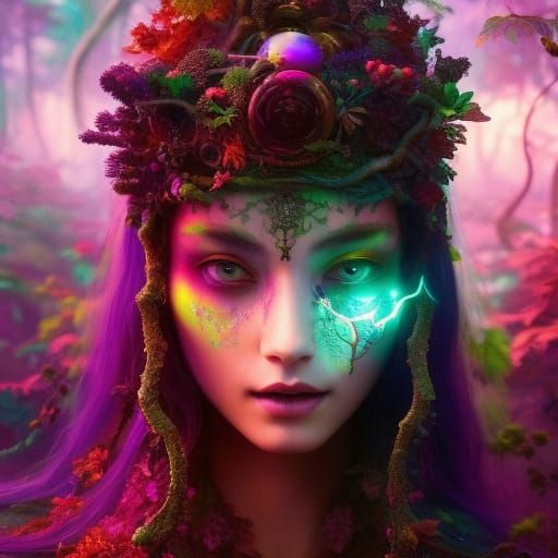 Forest Wizard Summons Portal in Hyperreal Style