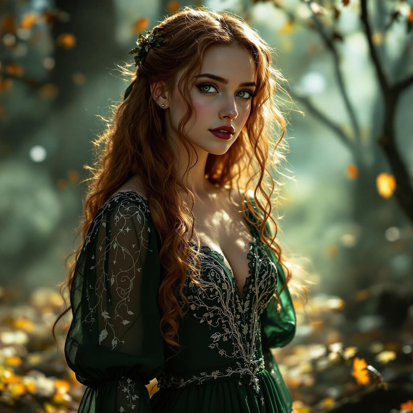 Ethereal Samhain Goddess in Vintage Elegance