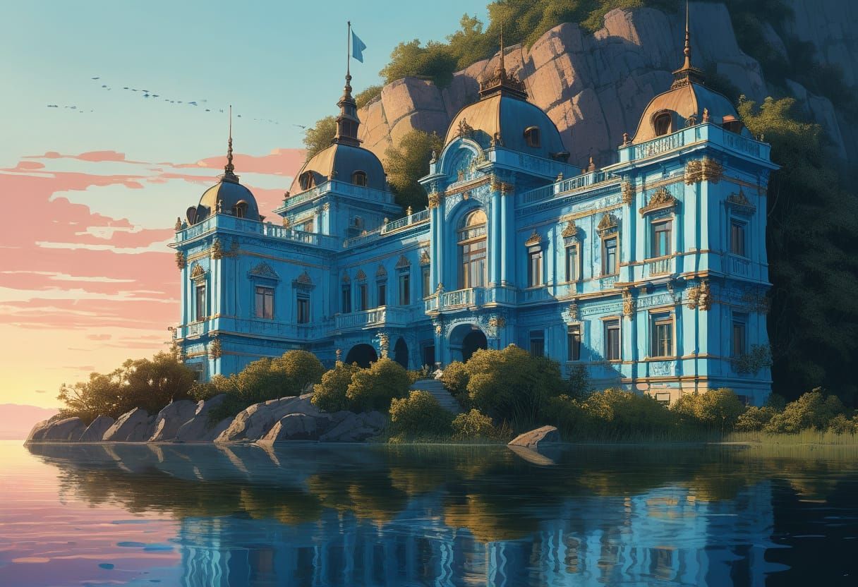 Majestic Palace Carved into Cliffside in Splash Art