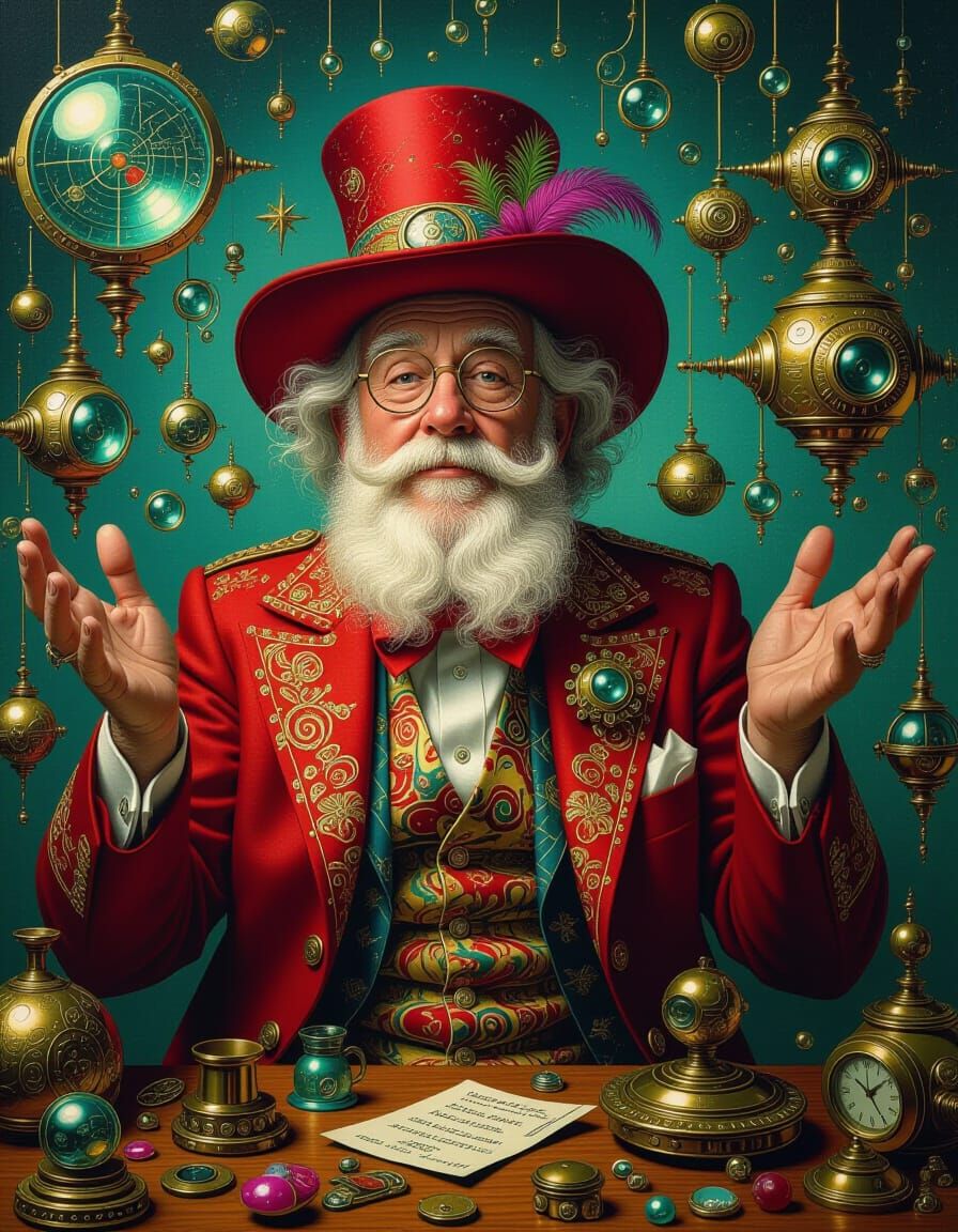 Enchanting Old Man with Futuristic Gadgets