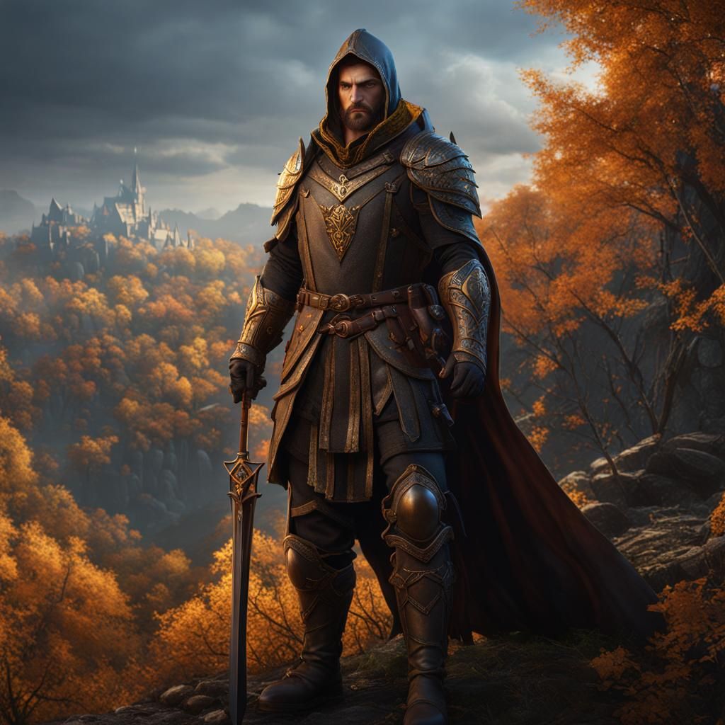 Medieval Hunter with Amber Eyes: Fantasy Concept Art
