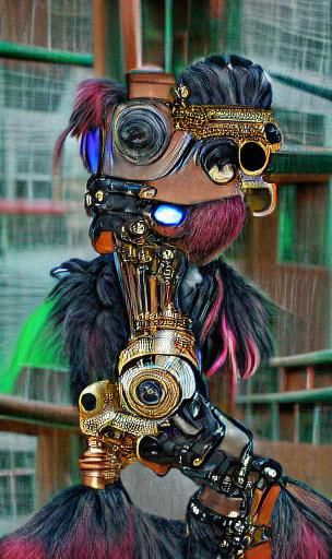 Steampunk Muppet Cyborg with Robot Arm