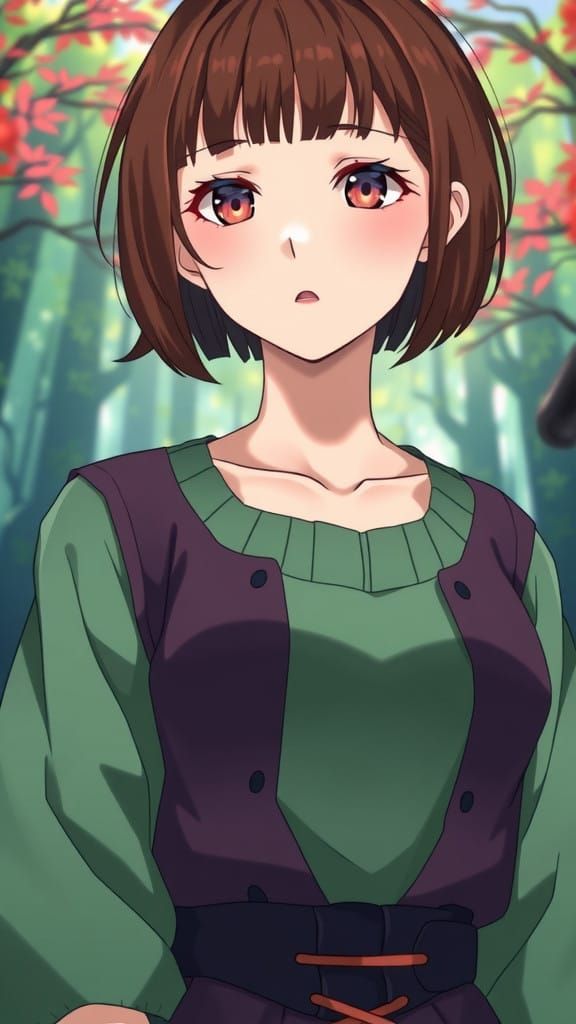 Anime Portrait of a Beautiful Young Woman in Isekai Forest
