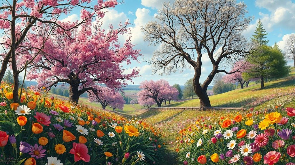 Spring Awakening in Vibrant Hyperrealism