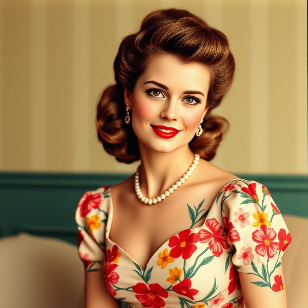 Charming 1950s Woman in Retro Pin-up Style