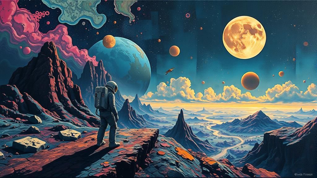 Astronaut in Surreal Sci-Fi Cosmic Dreamscape