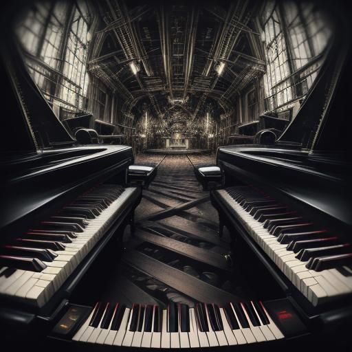 Hyperrealistic Image of Madness Playing Instruments