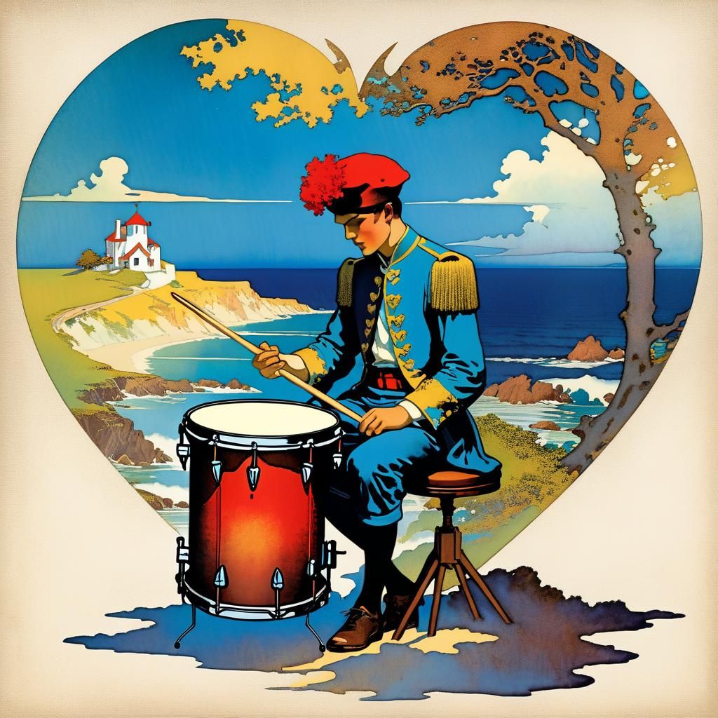 Heartfelt Drummer Boy on Effulgent Seacoast
