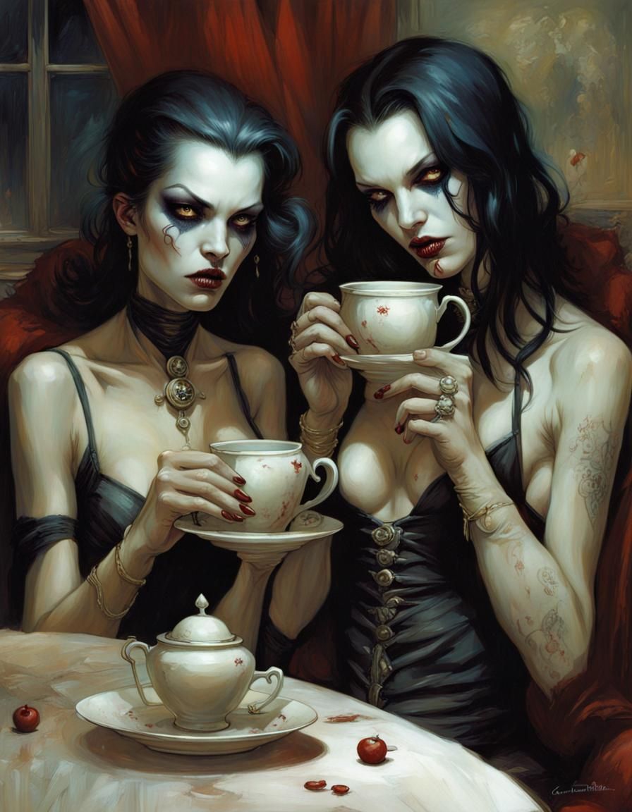 Vampires' Tea Party in Dark Gothic Style
