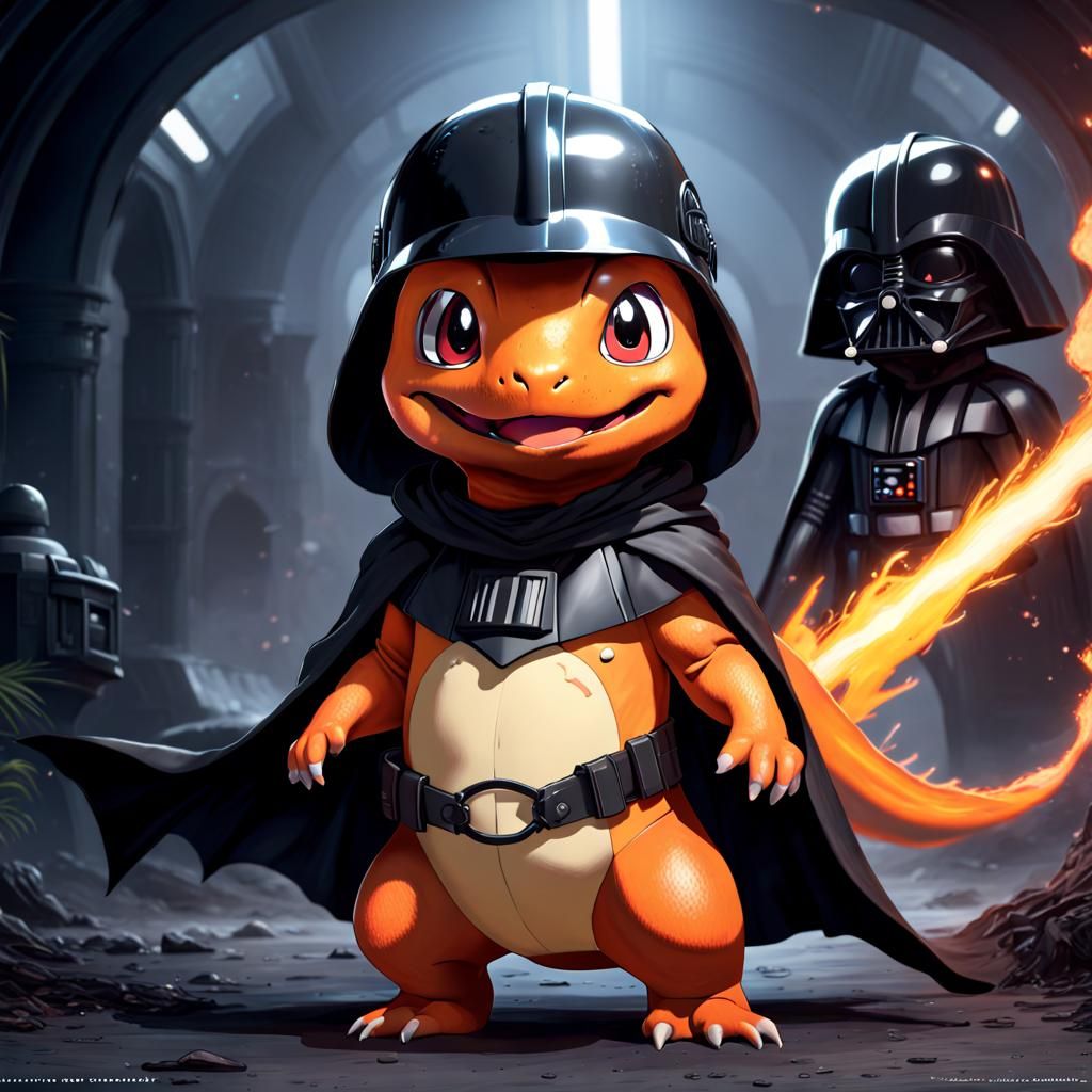 Charmander as Darth Vader: Matte Painting