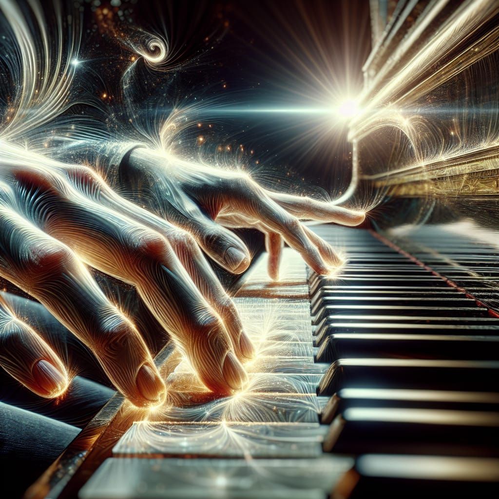 Expressive Pianist's Hands in Hyperrealistic Detail