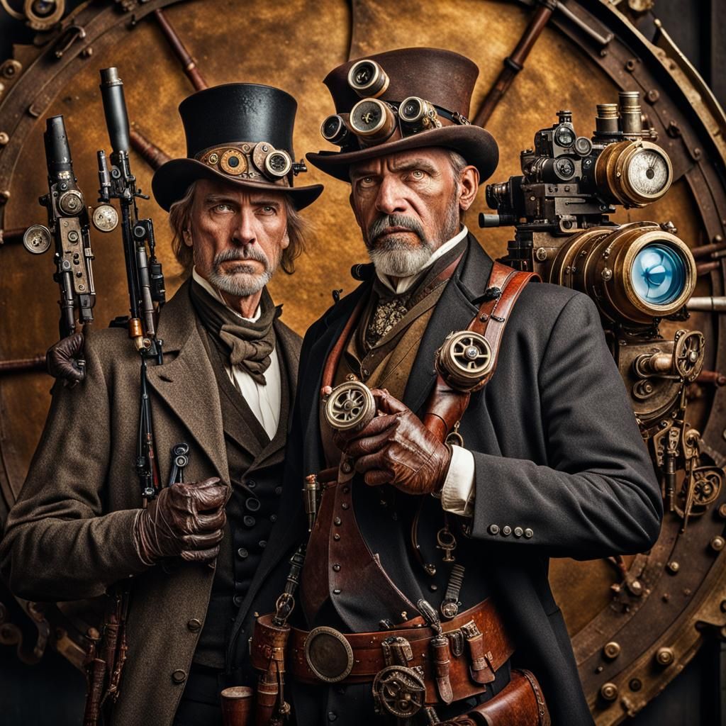 Steampunk Weapons Buyers Portrait in Professional Photograph...