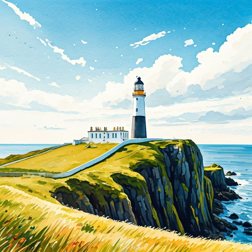 Turnberry Lighthouse Watercolour Painting in Scotland