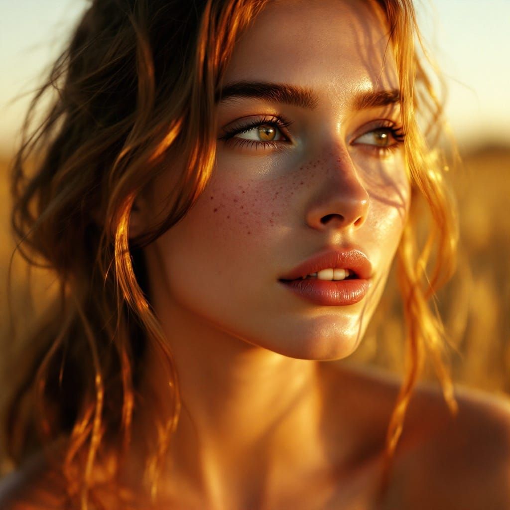 Serenely Illuminated Woman in Golden Light