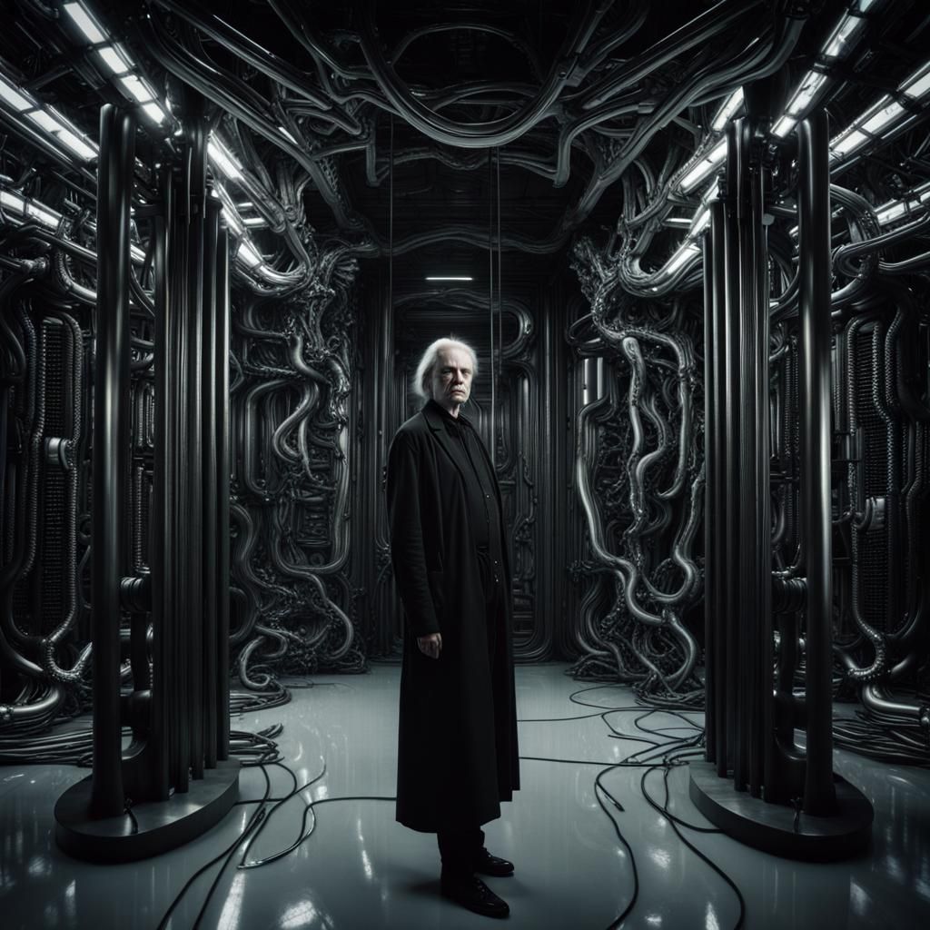 Dark Sci-Fi Portrait in Giger Style