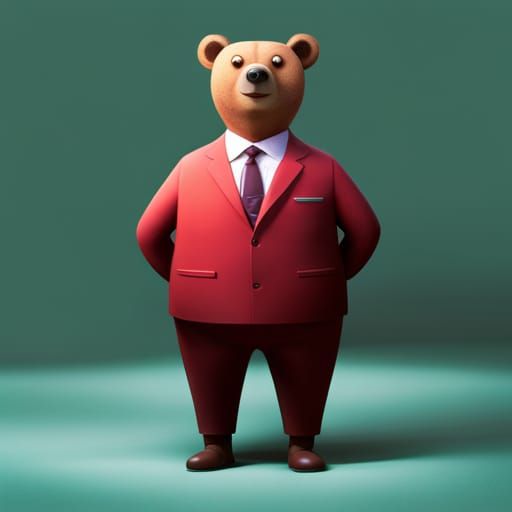 Bear in Suit: 3D Digital Art Render