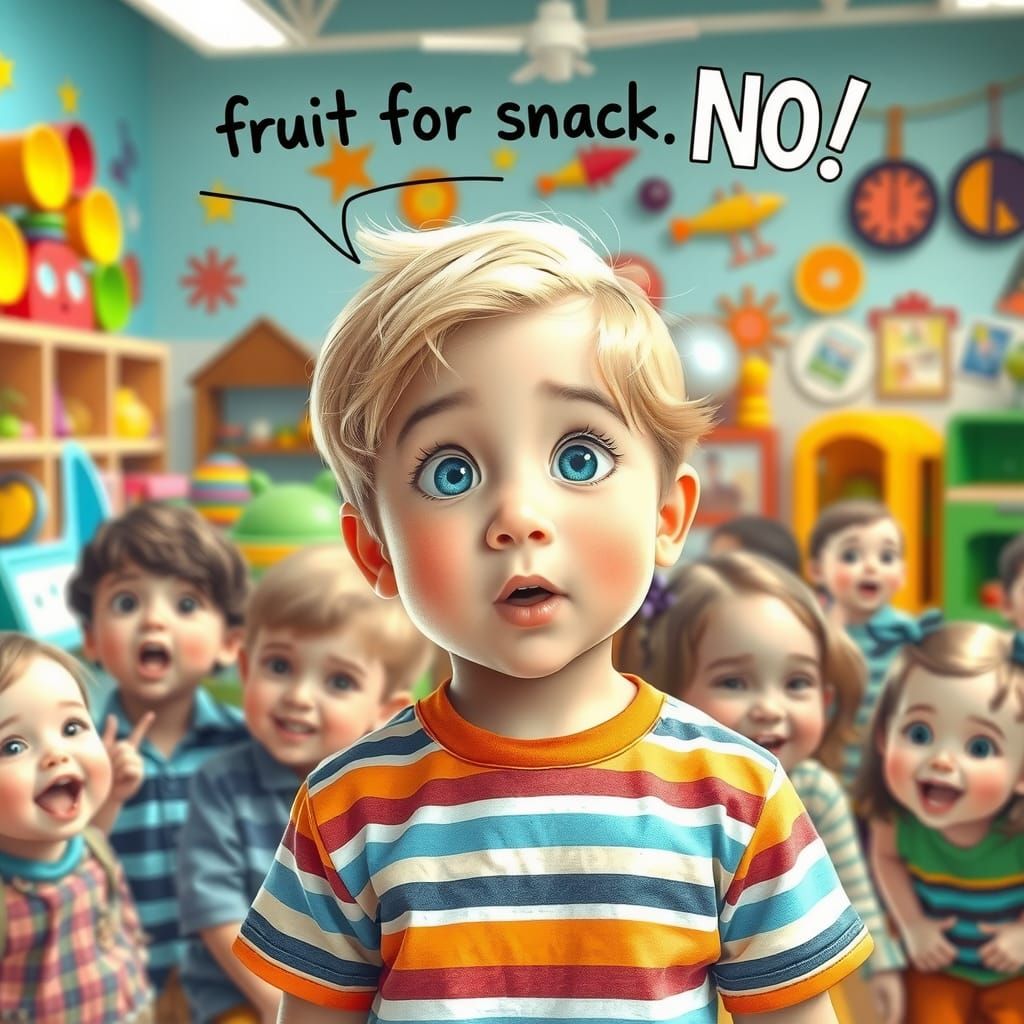 Boy's Surprise in Daycare Center: Children's Book Illustrati...